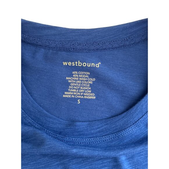 Westbound Womens Asymmetrical Ruffled Hem Top - Blue Size Small - Picture 4 of 6